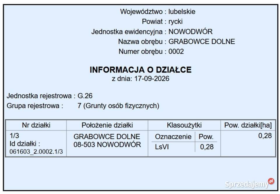 sprzedam LAS ok8ha Grabowce Dolne kRyk