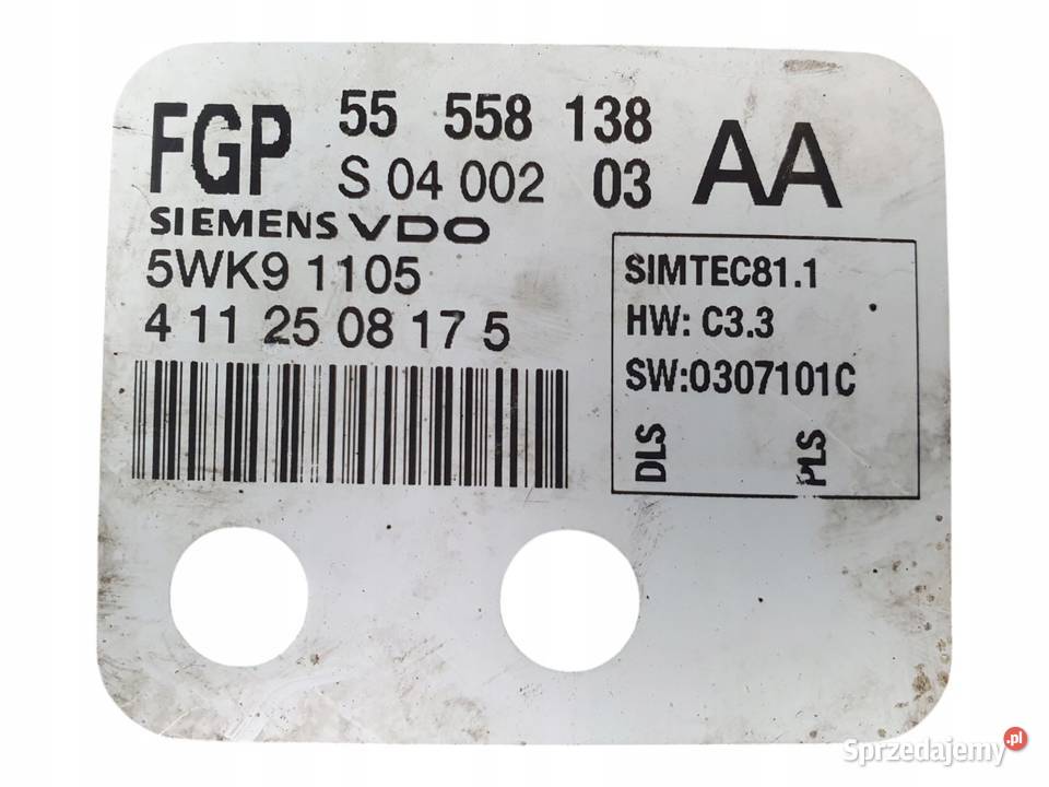 STEROWNIK SILNIKA Opel Vectra C Zafira 22 16V osobowe Chełm