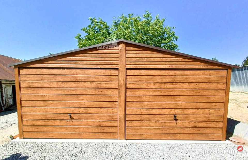 GARAŻ BLASZANY 6m x 6m DWUSPAD 2x BRAMA DRZWI małopolskie Łapanów