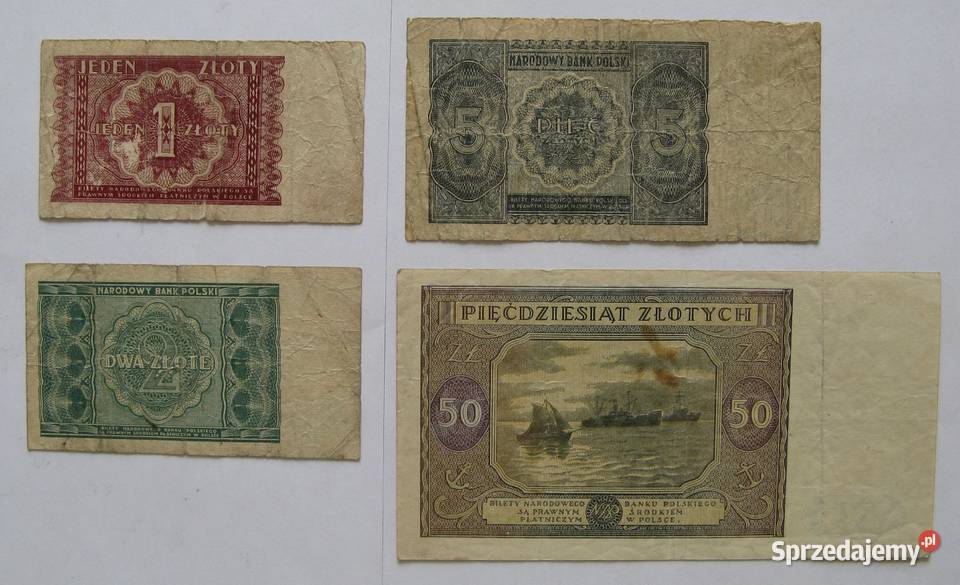 1 2 5 50 złotych 1946 zestaw 4 Dąbrowa Górnicza