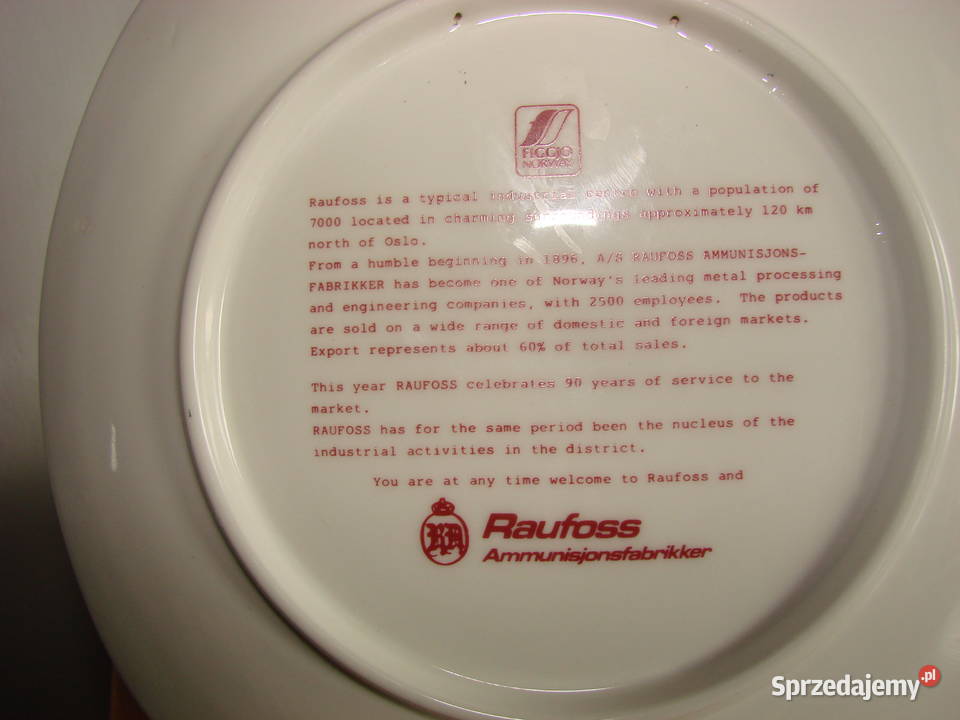 Raufoss Fabryka amunicji talerz okolicznościowy