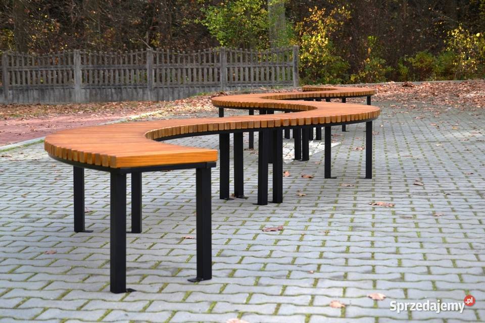 Ławka półokrągła miejska stalowa bez oparcia Kraków