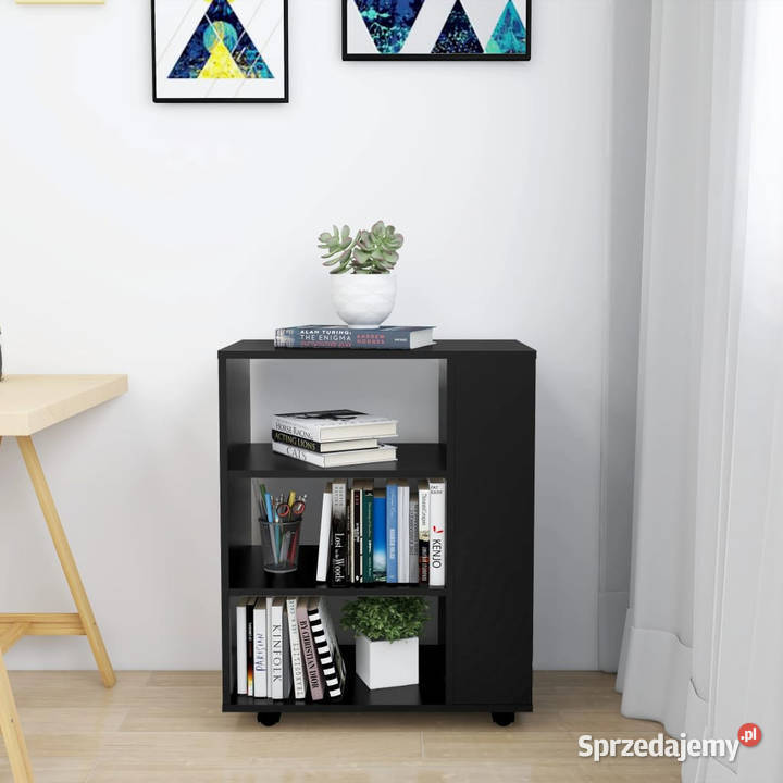 Szafka na kółkach czarna 60x35x75 materiał