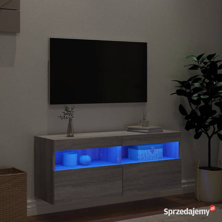 Ścienna szafka TV z LED szary dąb sonoma mazowieckie Warszawa