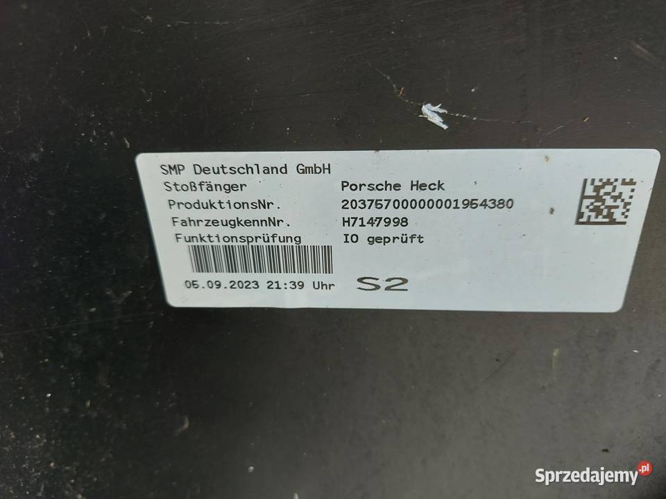Porsche Taycan GTS 9J1 2023r Zderzak tył komplet dolnośląskie