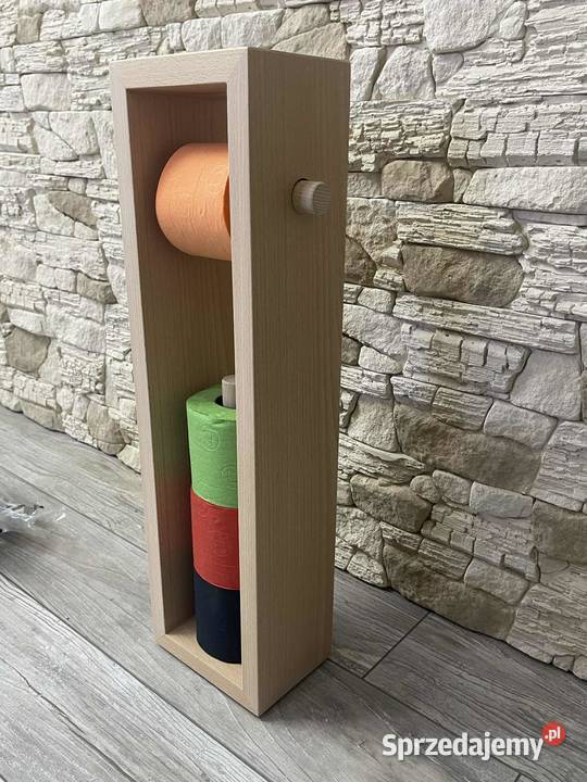 Stojak na papier toaletowy uchwyt drewniany wielokolorowy podkarpackie Dębica