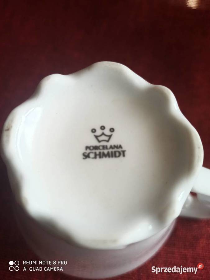 Mlecznik z białej porcelany Schmidt Zlocona na