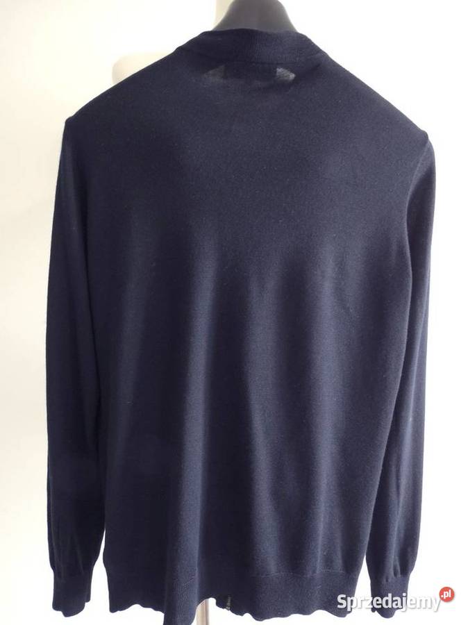 Sweter Męski Wełniany Granatowy Bomber Rozpinany Swetry i golfy Łomża