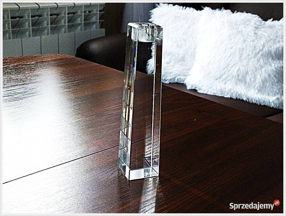 Świecznik Grube szkło pryzma sygnowany