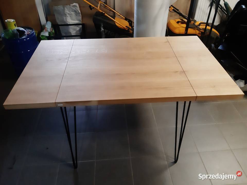 Stół dębowy industrialny hairpin rozkładany 85cm Grzybno