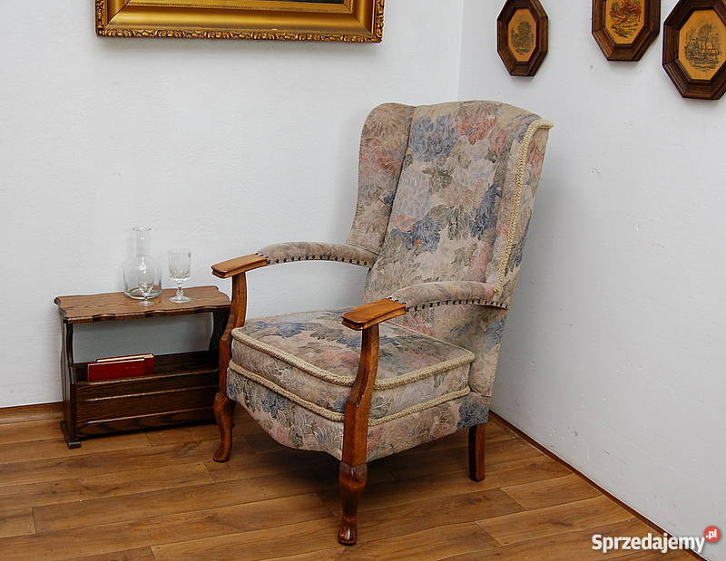 PIĘKNY I WYGODNY USZAK FOTEL NA SPRĘŻYNACH Świdnica sprzedam