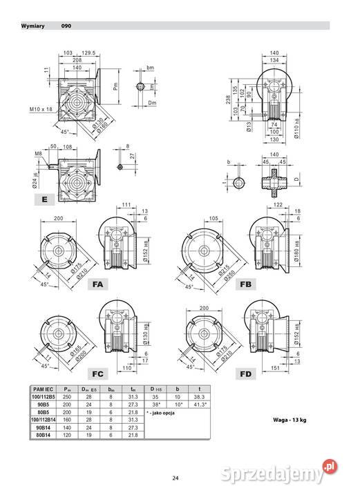 motoreduktor przekładnia 15kW 23obr HAMULEC Pozostałe Pigża