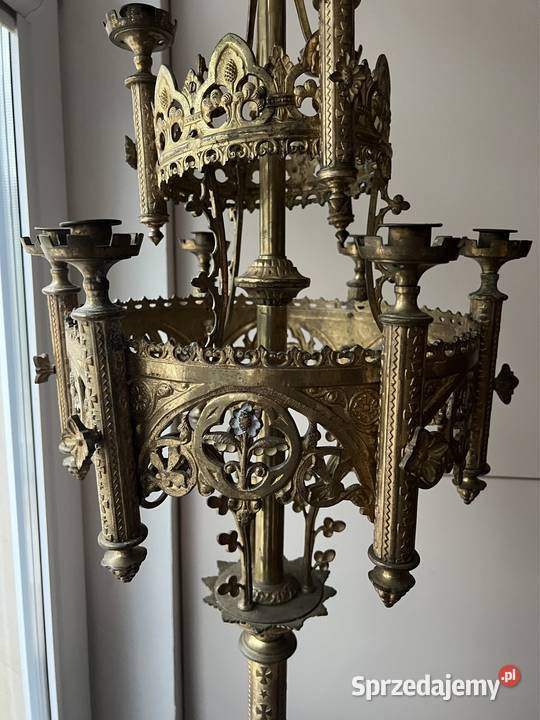 Kandelabr z brązu stary świecznik antyk