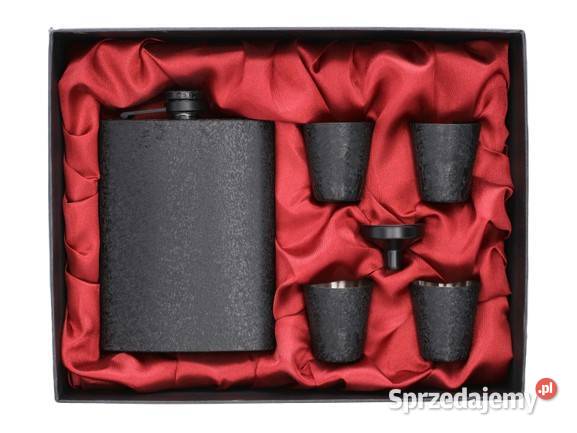 Zestaw Upominkowy Czarna Piersiówka 8 OZ z śląskie Ostrowy nad Okszą