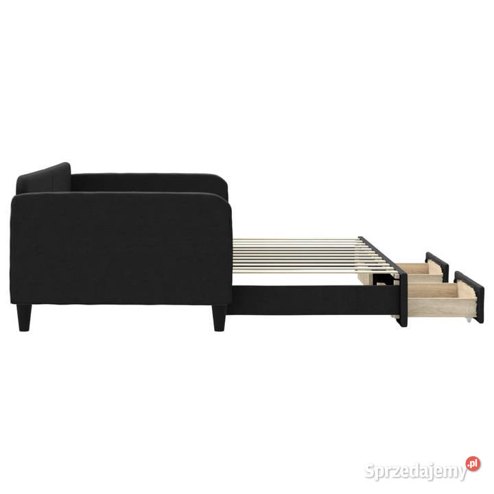 Sofa rozsuwana z szufladami czarna tkanina Warszawa