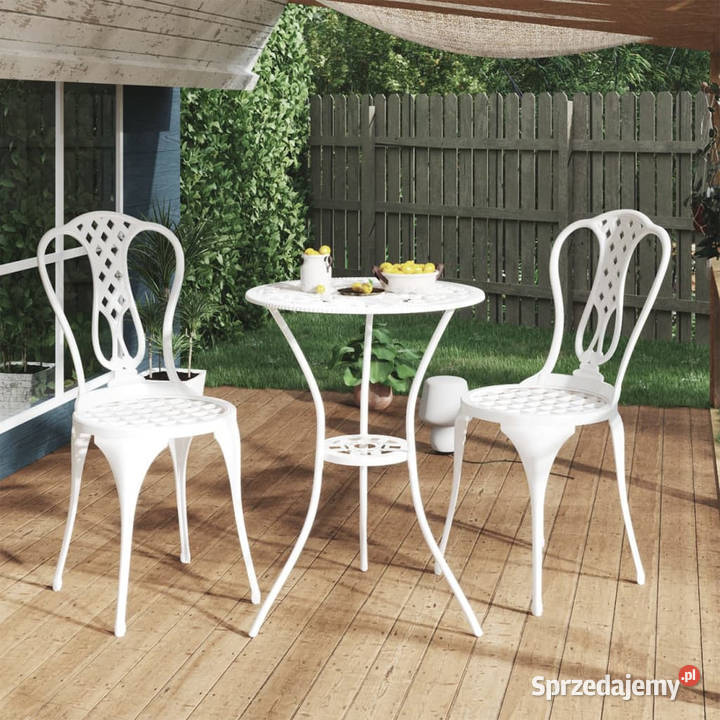 3cz zestaw mebli bistro ze stopu aluminium biały Warszawa