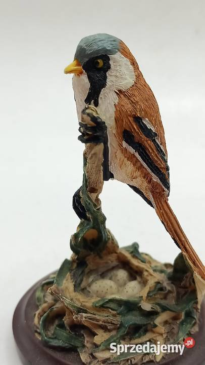 Figurka ceramika ptak wąsatka Zamość