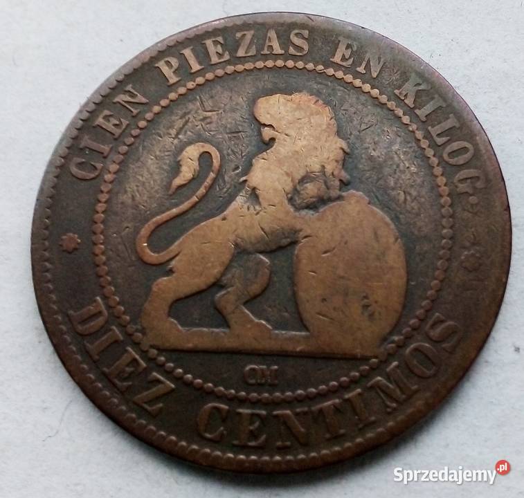HISZPANIA5 CENTYMÓW1870 r ŁADNA Legionowo