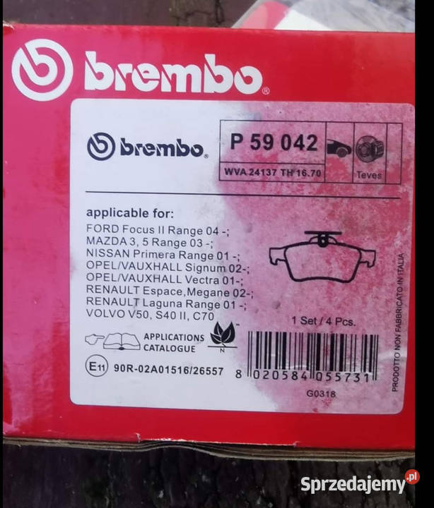 Klocki brembo opel signum Vectra ford mazda Klocki hamulcowe Czchów