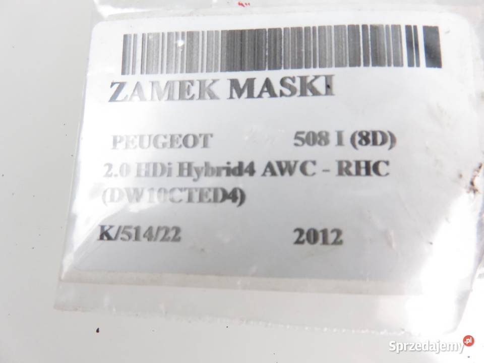 ZAMEK MASKI PEUGEOT 508 I 8D Zamki, wkładki i kluczyki Karoseria