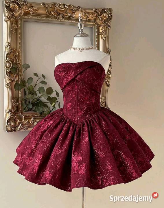 Sukienka bordowa żakardowa opolskie Olesno