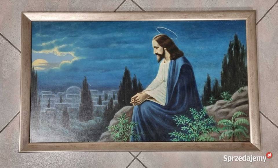 Obraz religijny olejny ręcznie malowany duży Nowy Sącz