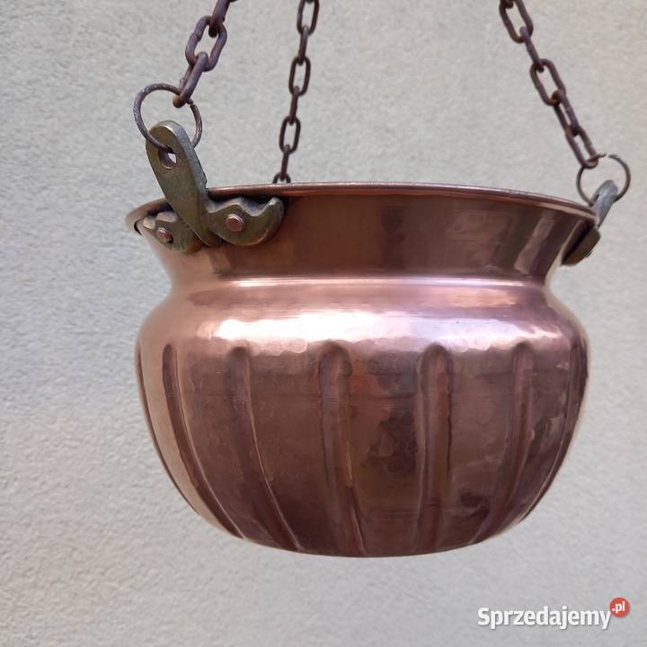 Duża miedziana osłonka doniczka do zawieszenia Warszawa