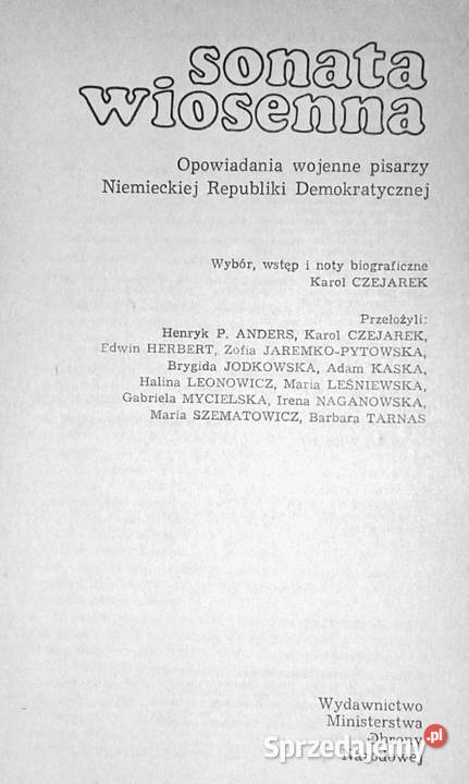 Sonata wiosenna opowiadania wojenne pisarzy NRD