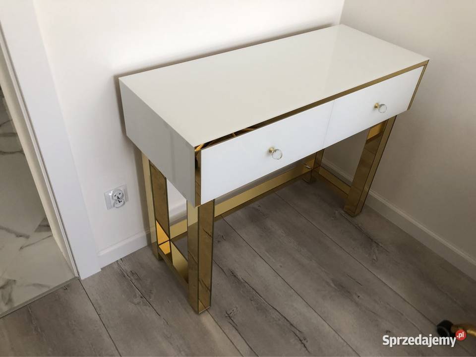 Toaletka biała złota gałka kryształ glamour Konsole Kępno