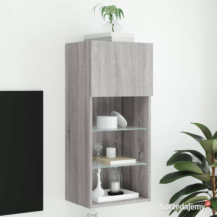 Szafka TV z LED szary dąb sonoma 405x30x90 Warszawa