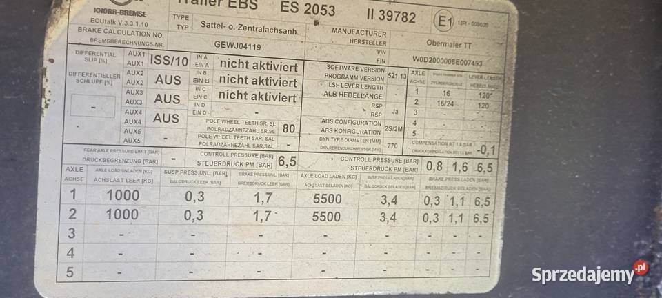 przyczepa ciężarowa Tandem Ryki