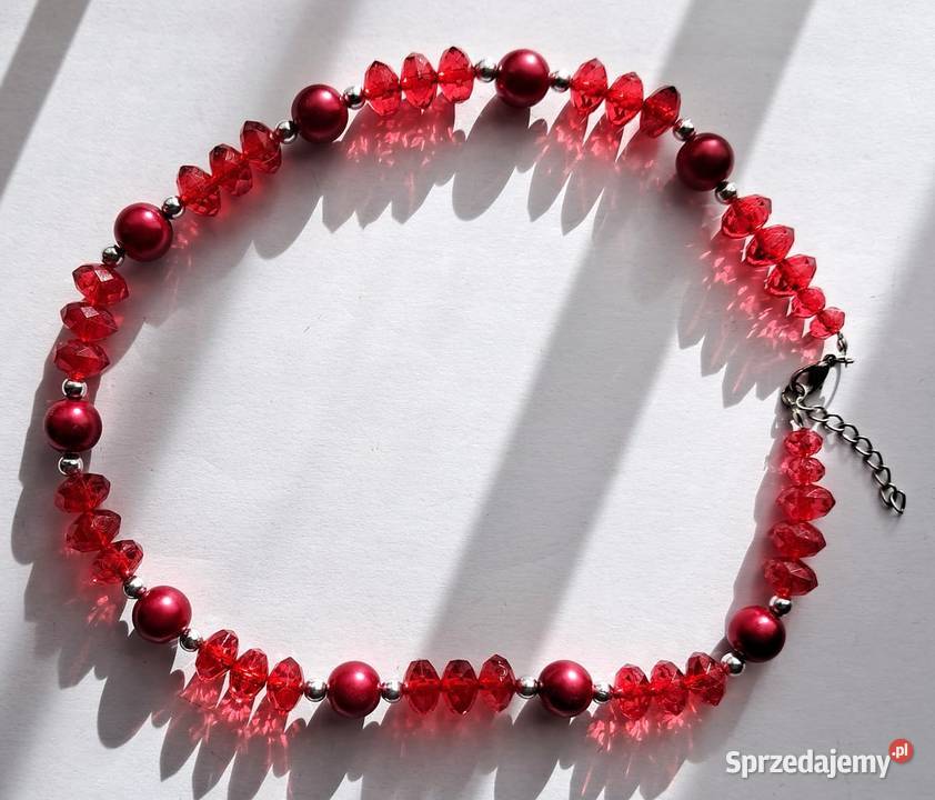 Burgundowe korale naszyjnik retro vintage PRL Pozostałe sprzedam