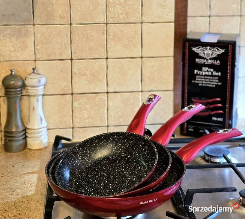 139 Patelnie Bella Rosa 3 sztuki czerwone Zabrze