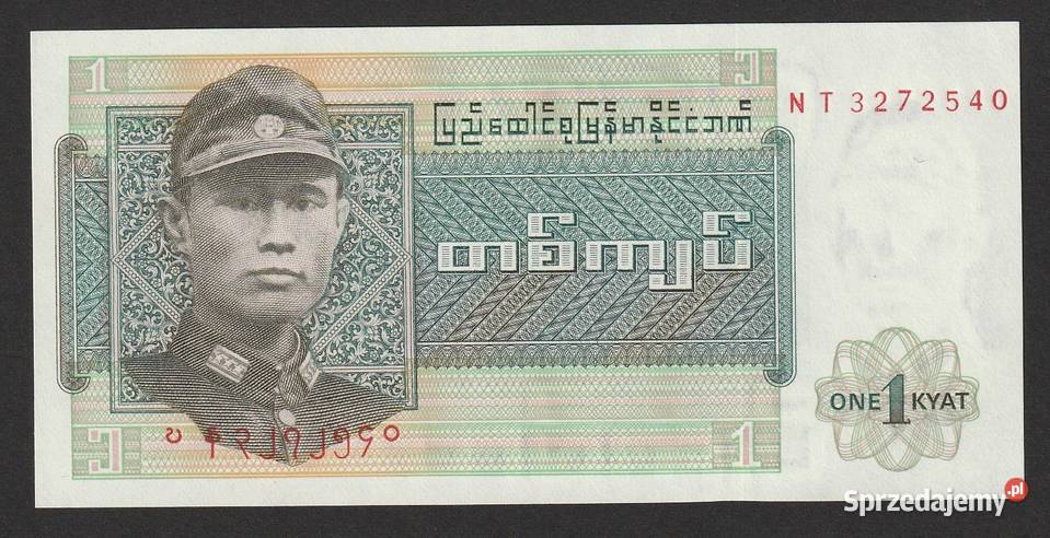 BIRMA 1 KYAT 1972 STAN BANKOWY UNC Łódź