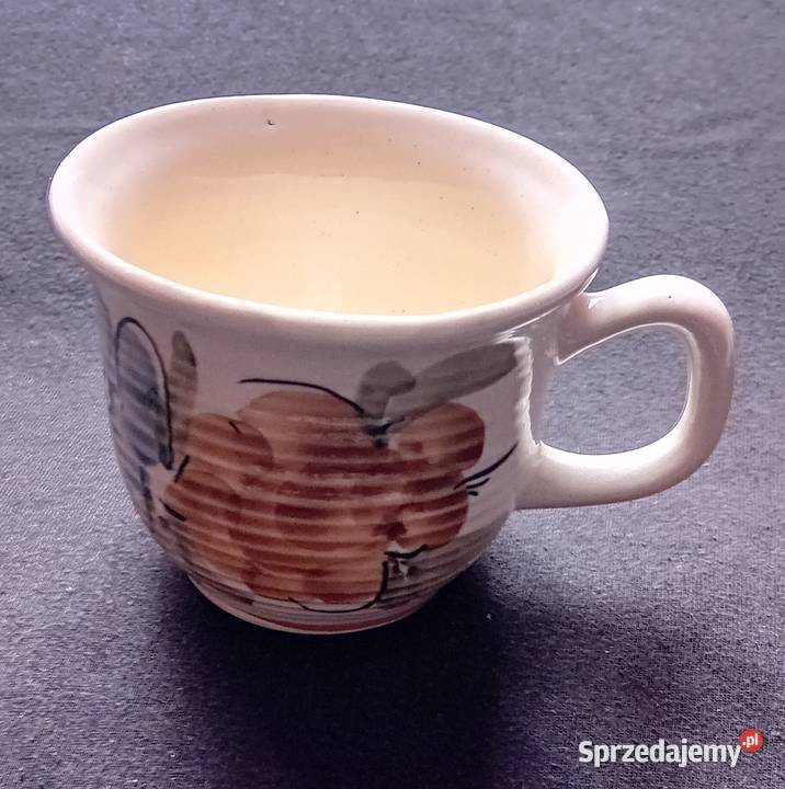 Stara filiżanka fajansowa ręcznie malowana Porcelana i szkło Koźminek