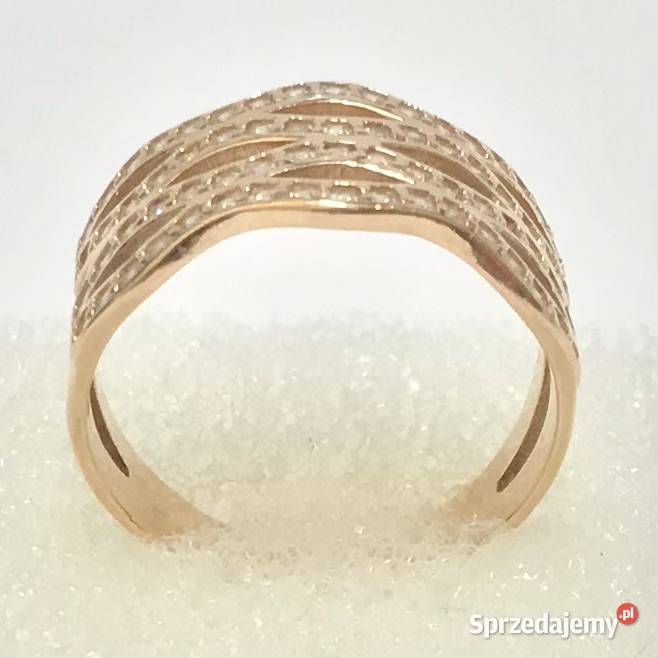 Złoty PIERŚCIONEK 585 14K RÓŻOWE złoto KAMIENIE złoto mazowieckie Warszawa