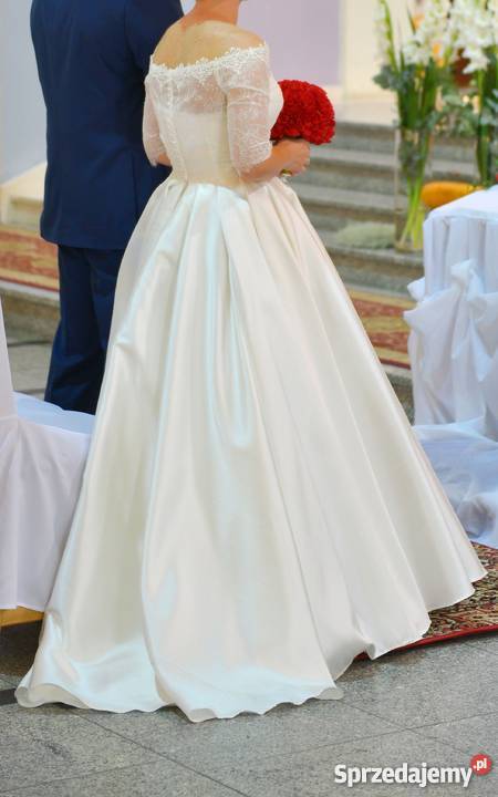 suknia ślubna śmietankowa biel mikado Viola Warszawa