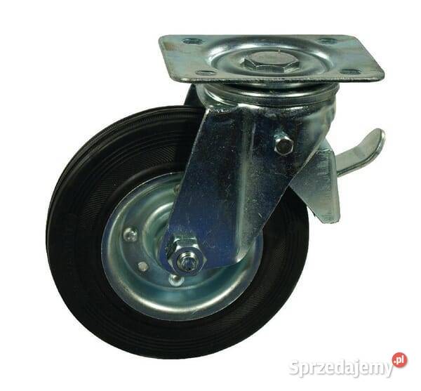 Koło skrętne gumowe 100x30 mm z hamulcem