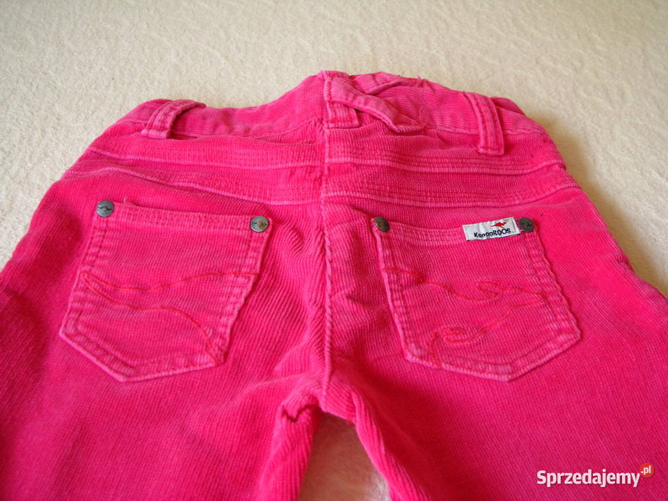 Urocze spodnie dziewczęce różowy sztruks Brzegi