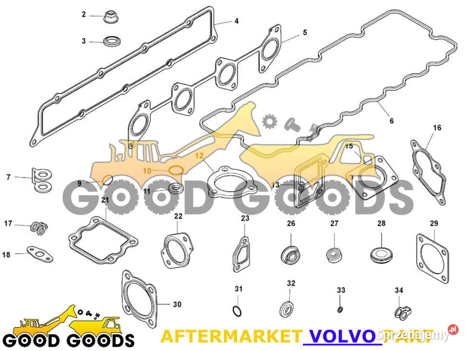 VOLVO USZCZELKI SILNIKA D33 22915048 16682943