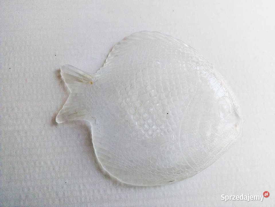 trzy szklane półmiski w kształcie ryby vintage Częstochowa
