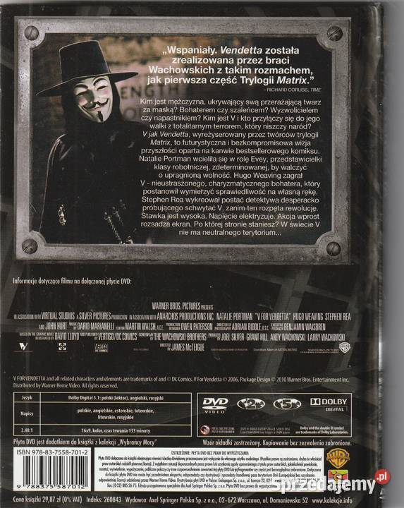 V Vendetta Natalie Portman DVD Filmy Pruszków
