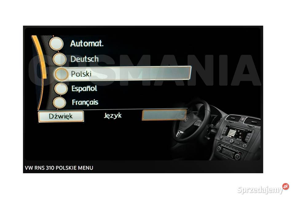 RNS 310 polskie menu polski lektor VW Skoda Seat Aleksandrów Łódzki