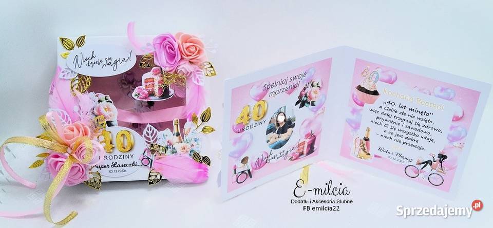 Kartka z życzeniami w pudełku z okazji 40 Zielona Góra sprzedam