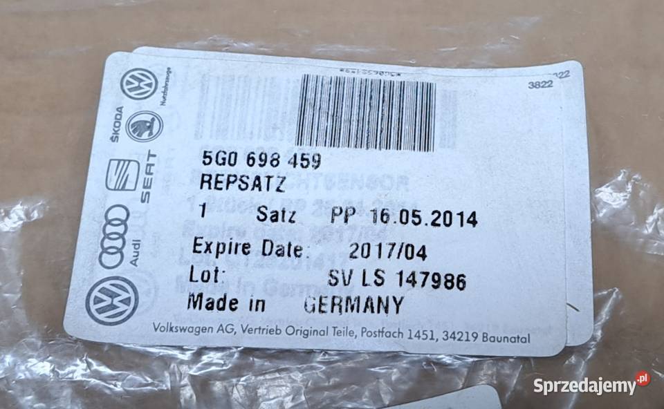 CZUJNIK WŁĄCZNIK ŚWIATEŁ STOP VW AUDI 5G0698459 Mielęcin