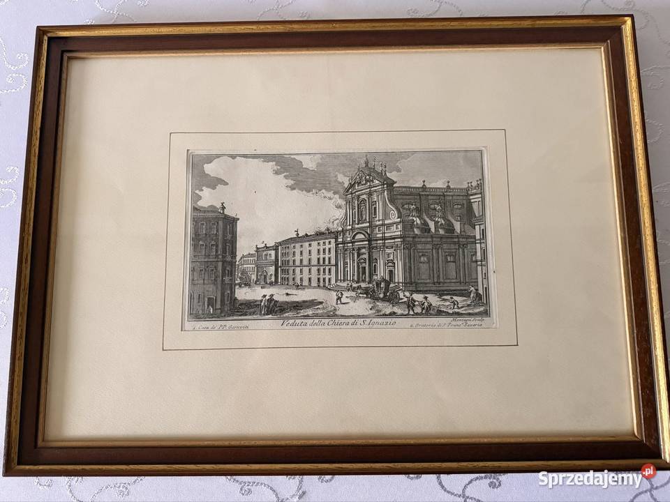 Antyczny Miedzioryt 1770 Veduta della Chiesa di Czerwionka-Leszczyny