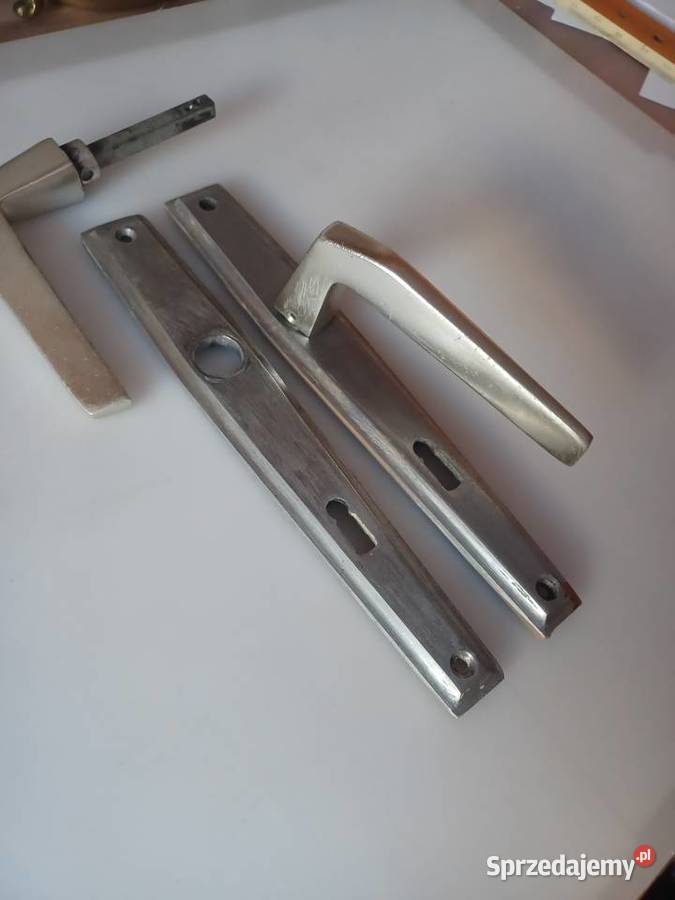 Zabytkowy komplet klamek z szyldami PRL wielkopolskie Poznań