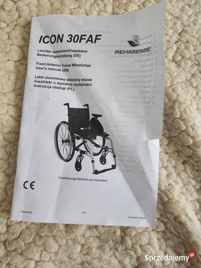 Nowy lekki wózek aktywny Rehasense ICON 30 FAF Łódź