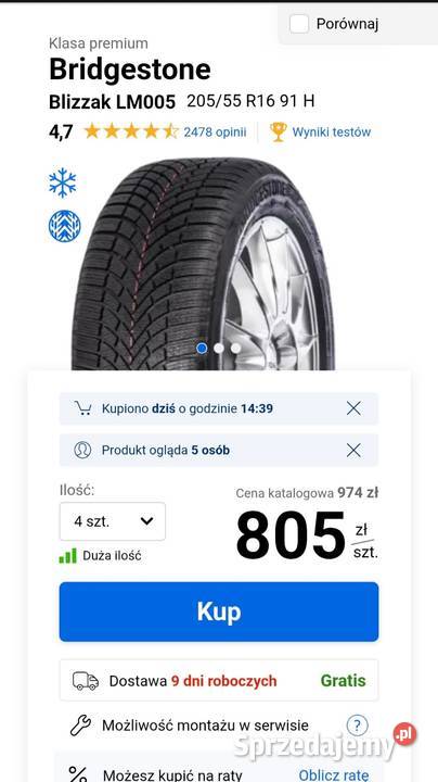 opony zimowe BRIDGESTONE BLIZZAK LM005 20555 r16 Motoryzacja Pabianice