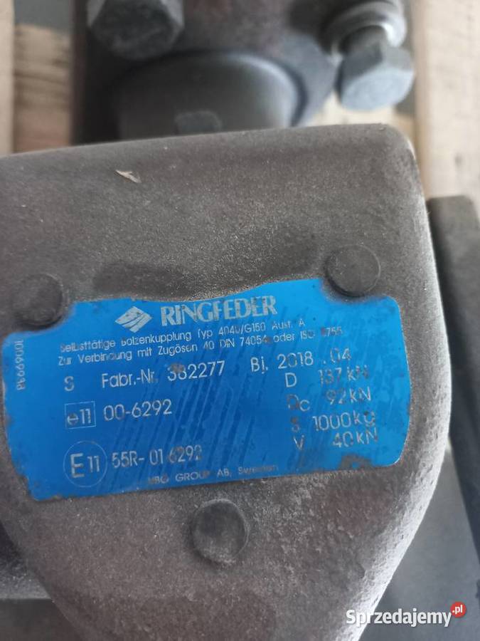Zaczep hak łącznik dyszla Ringfeder typ 4040 Pozostałe Rawicz